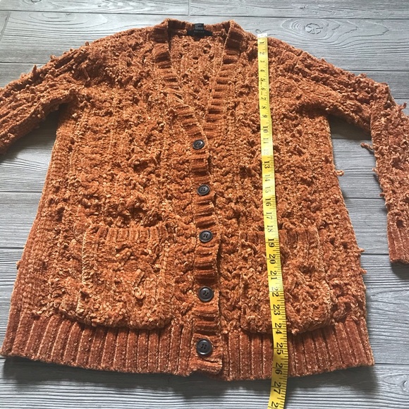 F21 Super Soft Button-Up Caramel Brown Orange Loose Knit Cardigan - Picture 6 of 8